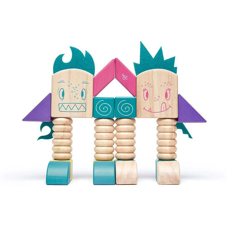 Tegu Beans & Tumtum Magnetic Wooden Block Sticky Monsters (30 Pieces) - Image 3