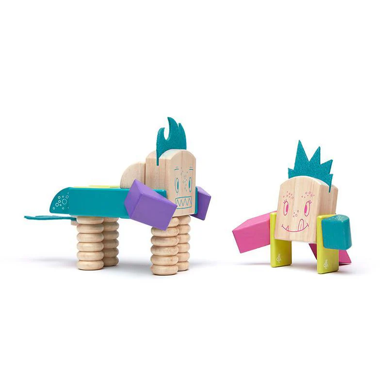 Tegu Beans & Tumtum Magnetic Wooden Block Sticky Monsters (30 Pieces) - Image 5