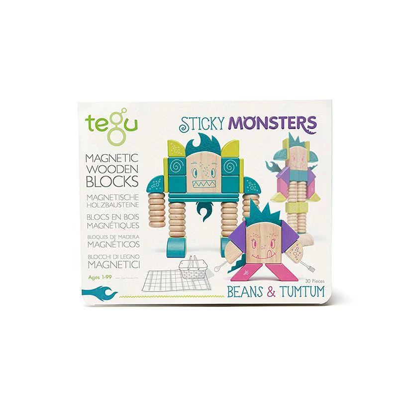 Tegu Beans & Tumtum Magnetic Wooden Block Sticky Monsters (30 Pieces) - Image 6